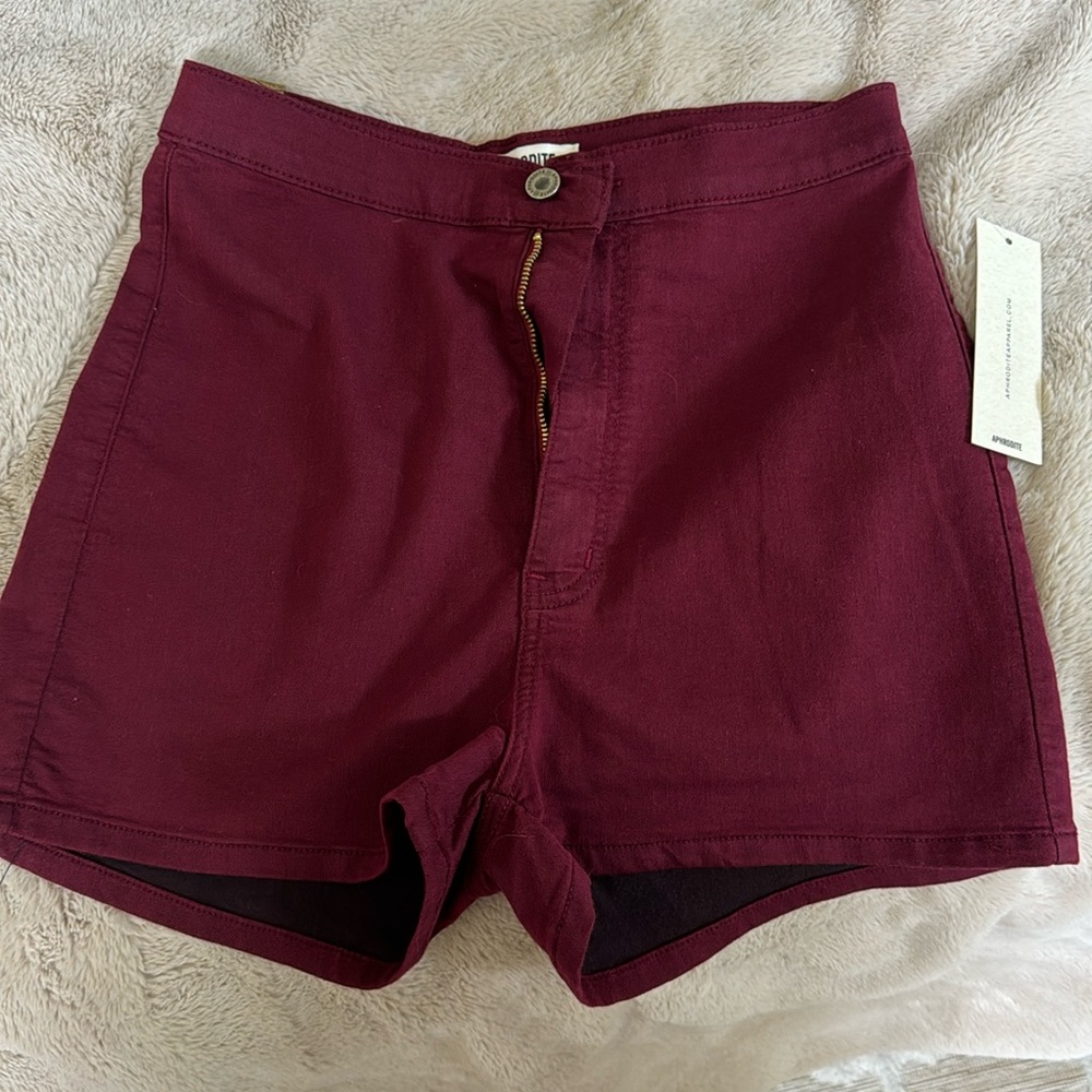 NWT large burgundy high waist shorts